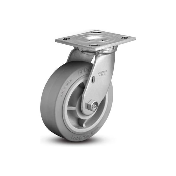 Colson 4 Series Swivel Plate Caster 4.05109.459 - Rubber on Polyolefin 5" Dia. 500 Lb. Cap.